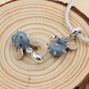 Silver and Gray Mouse Bracelet Charm #156